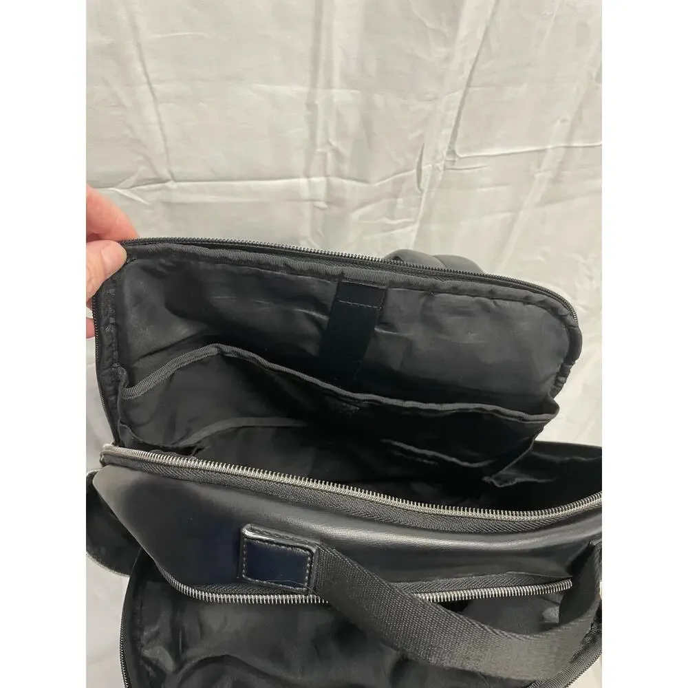 Calvin Klein Backpack Charcoal Gray Textured Body Black Leather Accents